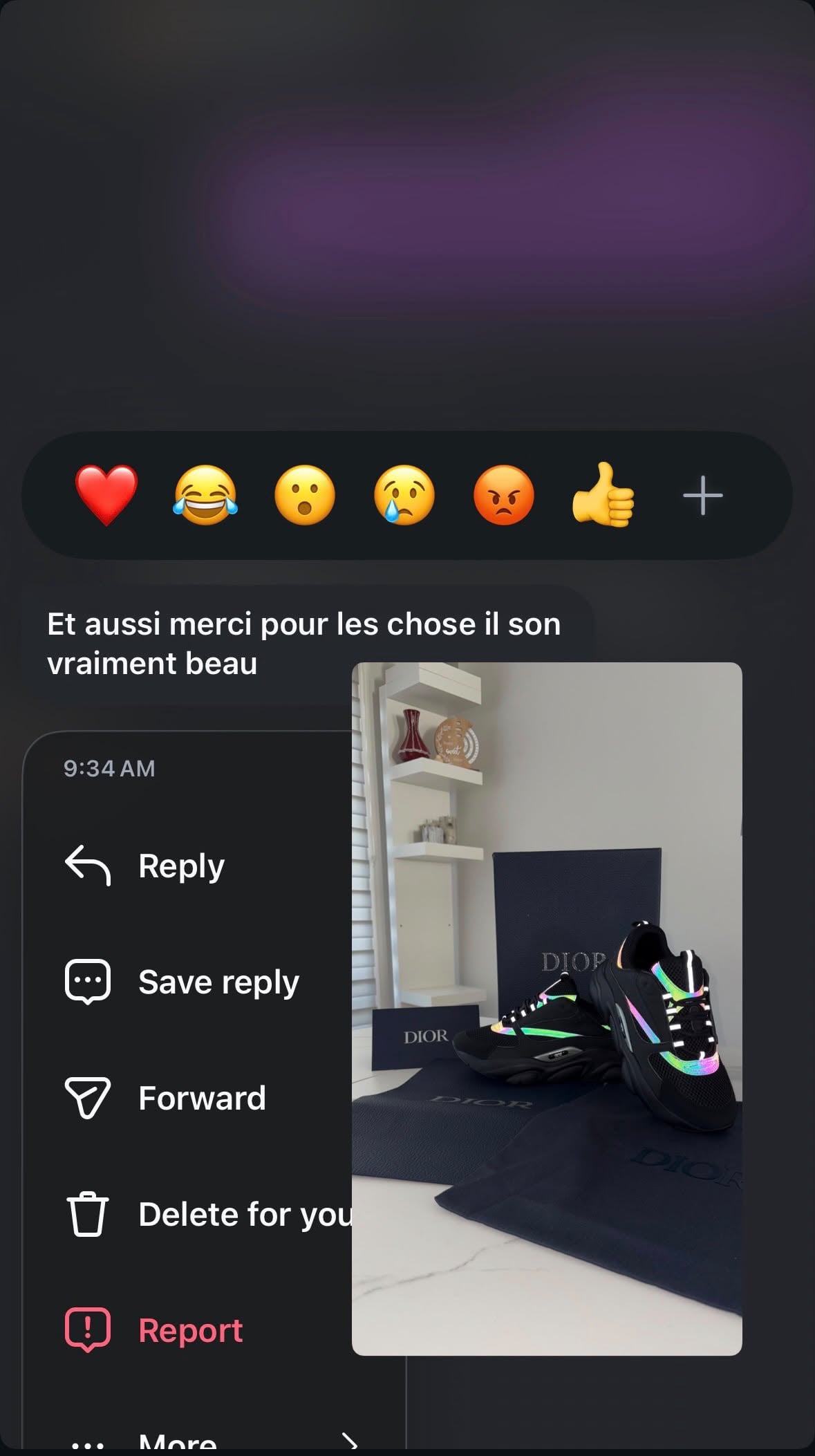Message from a customer