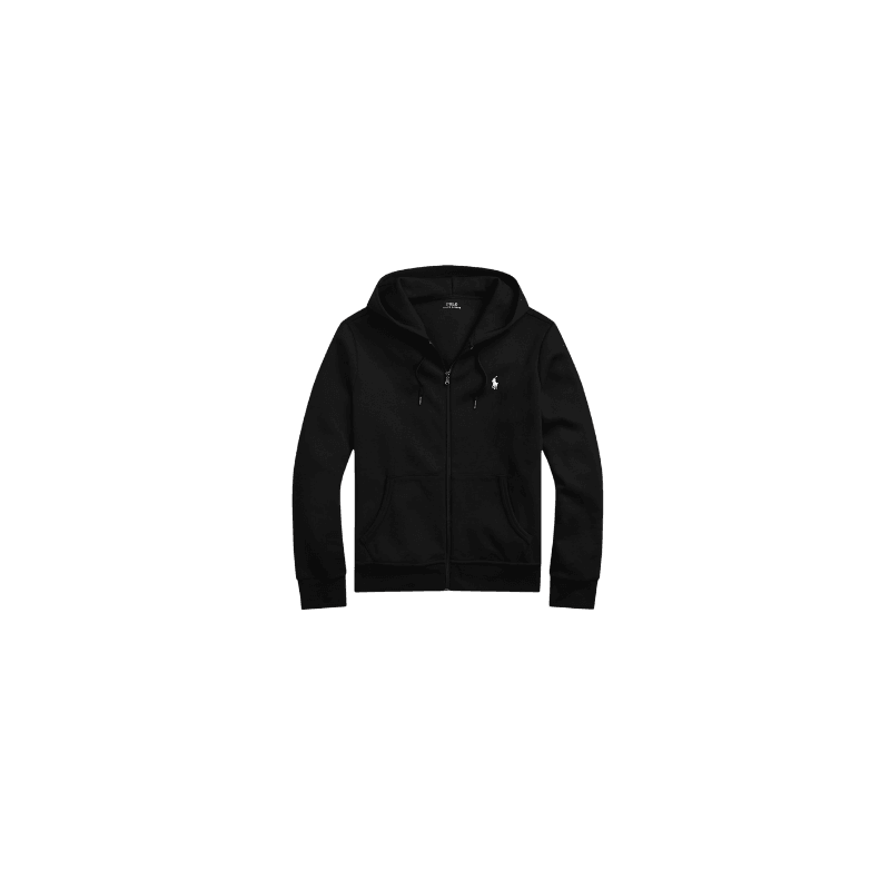 Polo Zip Up Hoodie  — Black